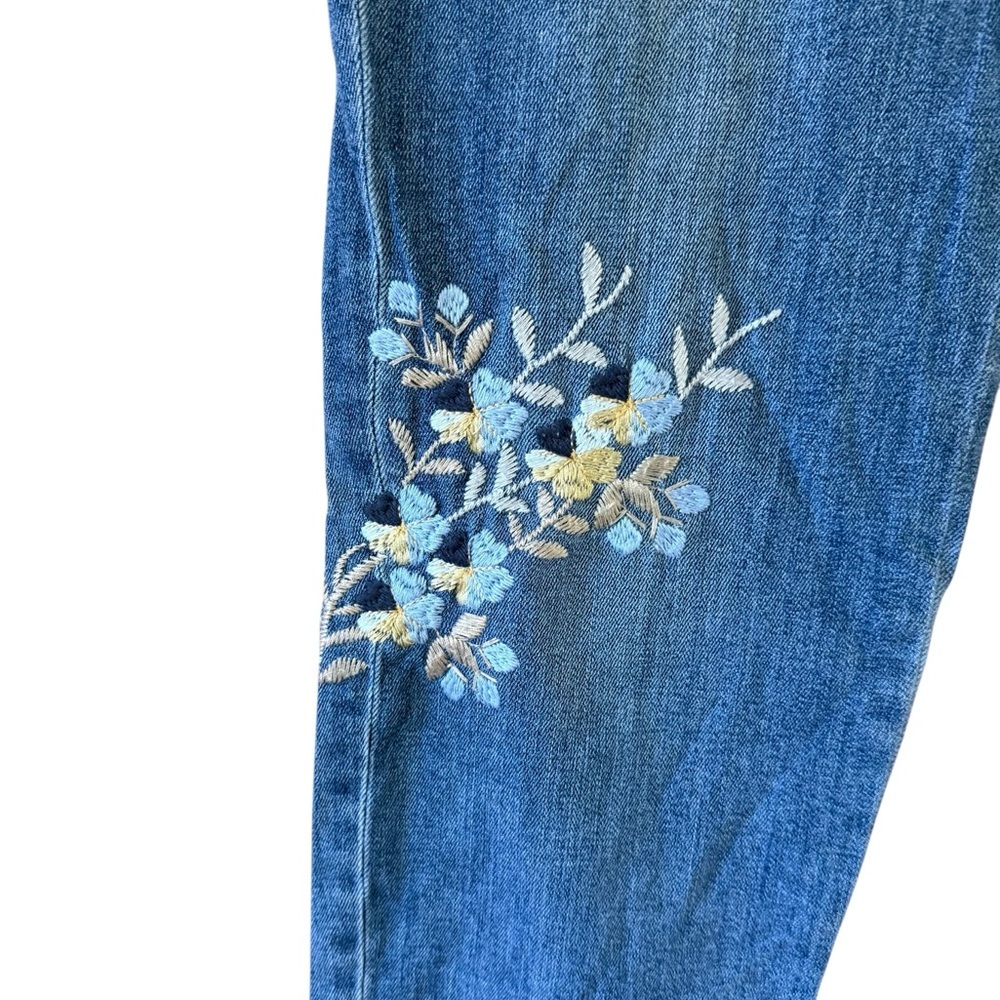 J. Jill Blue Straight Leg Jeans Floral Embroidery - Picture 2 of 7